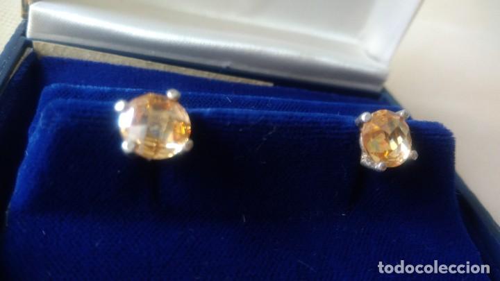 Joyeria: PAR DE PENDIENTES DE PLATA CON PIEDRA FACETADA - Foto 7