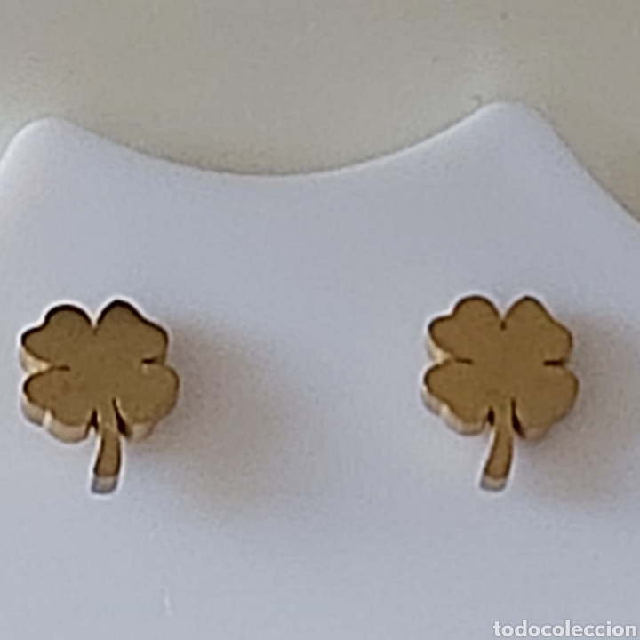 Joyeria: EXCLUSIVOS PENDIENTES DE ACERO Y ORO. MODEL TREBOL DE LA SUERTE