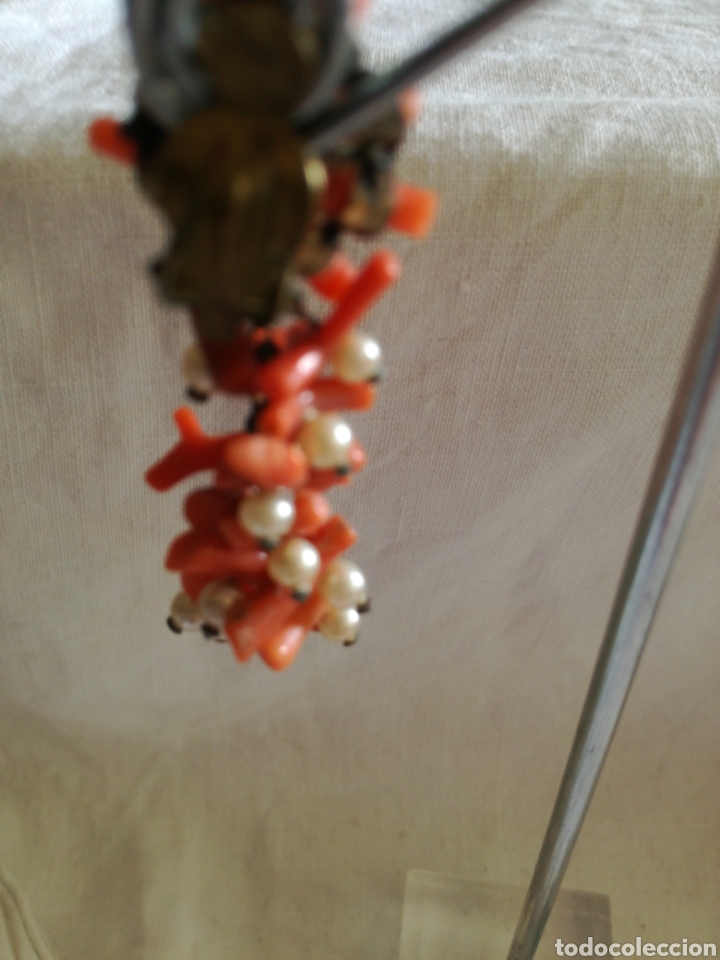 Joyeria: Pendiente antiguo, de perlitas y coral - Foto 3