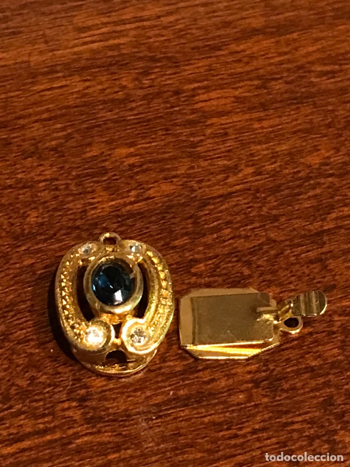 Joyeria: Cierre broche plata dorada vintage 925 contrastado zafiro brillantes