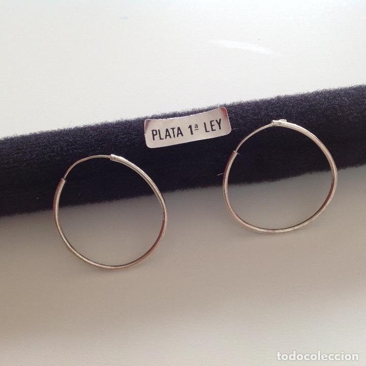 Joyeria: Pendientes de plata. Aros. Di&aacute;metro 2,5 cm - Foto 2
