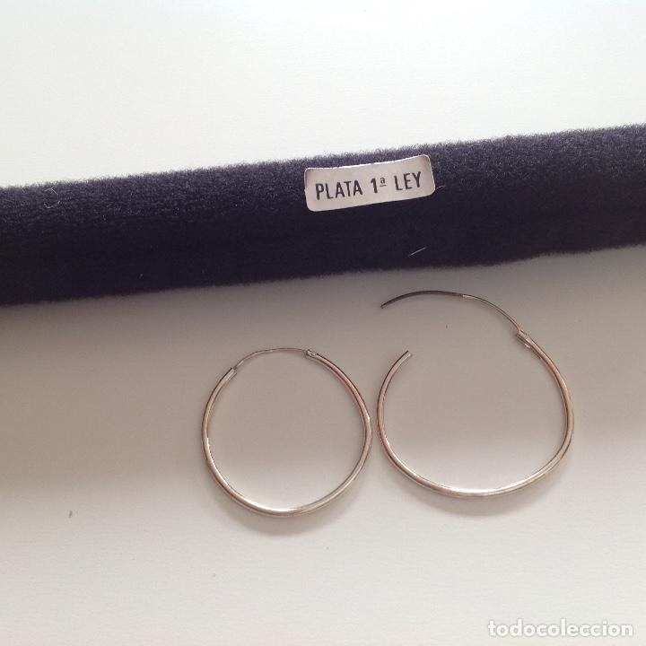 Joyeria: Pendientes de plata. Aros. Di&aacute;metro 2,5 cm - Foto 4