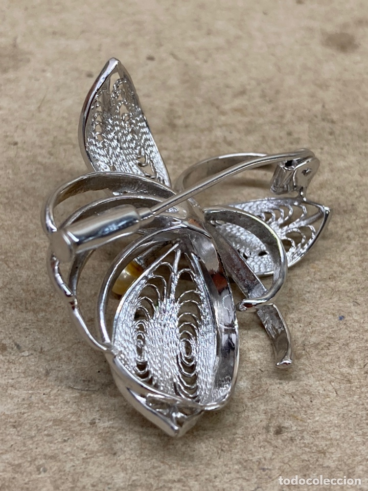 Joyeria: Precioso broche de plata rodiada y perlas /B131 - Foto 2