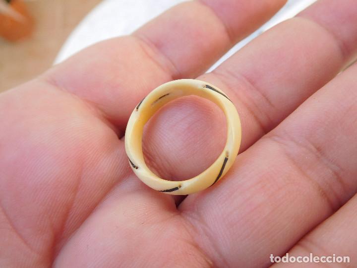 Joyeria: Anillo de marfil y plata antiguo - Foto 4