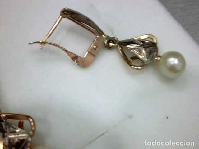 Joyeria: juego de pendientes y anillo oro 14kts y perlas - Foto 2
