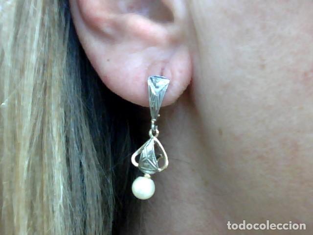 Joyeria: juego de pendientes y anillo oro 14kts y perlas - Foto 3