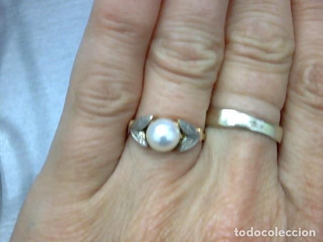 Joyeria: juego de pendientes y anillo oro 14kts y perlas - Foto 4