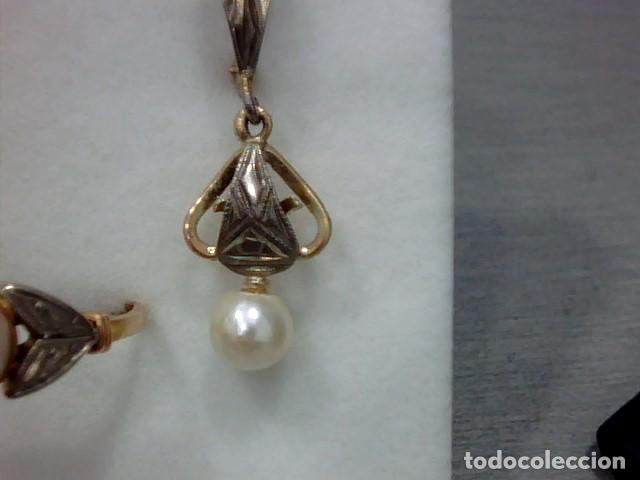 Joyeria: juego de pendientes y anillo oro 14kts y perlas - Foto 6