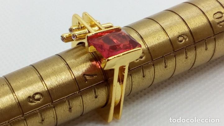Joyeria: ANILLO GEOM&Eacute;TRICO DE PLATA CHAPADO ORO CON RUB&Iacute; - Foto 5