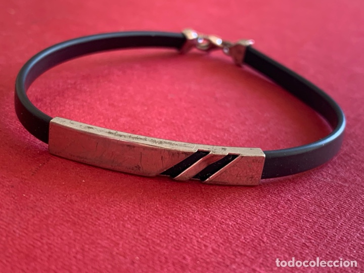 Joyeria: Linda pulsera en plata de Ley y caucho - Foto 2