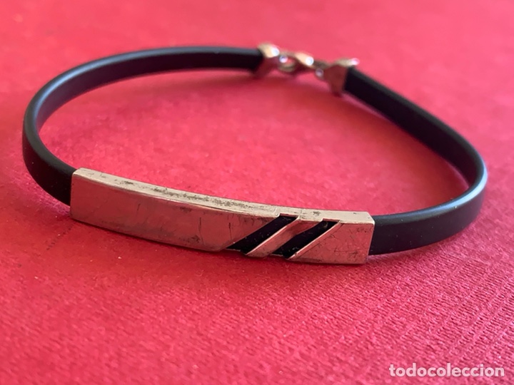 Joyeria: Linda pulsera en plata de Ley y caucho - Foto 1