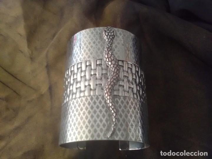 Joyeria: BRAZALETE METAL PLATEADO SERPIENTE. AJUSTABLE. 9 cms. Nuevo - Foto 3