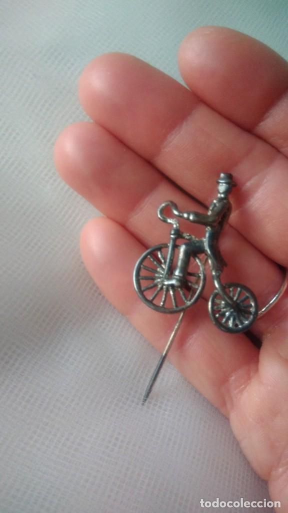 Joyeria: ALFILER PLATEADO DE CICLISTA ANTIGUO - Foto 6