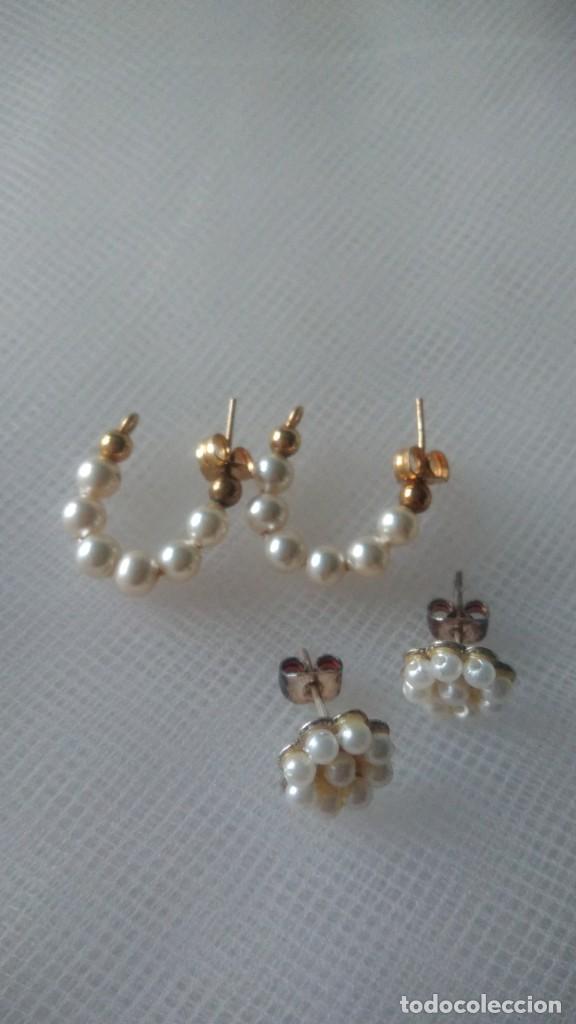 Joyeria: DOS PARES DE PENDIENTES CON SIMIL PERLITAS - Foto 1
