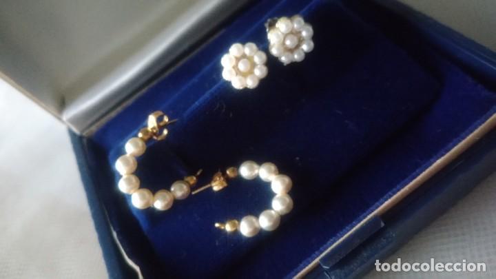 Joyeria: DOS PARES DE PENDIENTES CON SIMIL PERLITAS - Foto 2