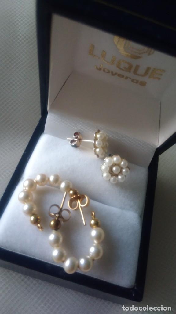 Joyeria: DOS PARES DE PENDIENTES CON SIMIL PERLITAS - Foto 5