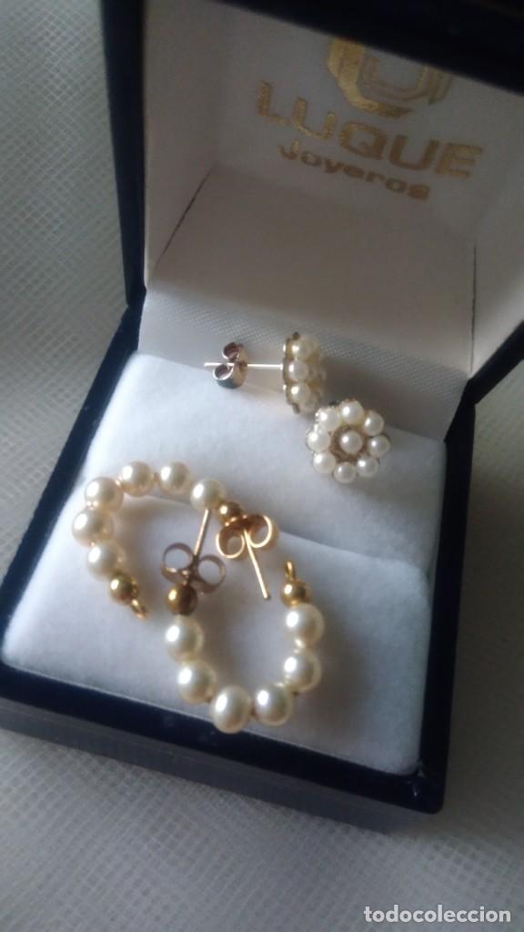Joyeria: DOS PARES DE PENDIENTES CON SIMIL PERLITAS - Foto 6
