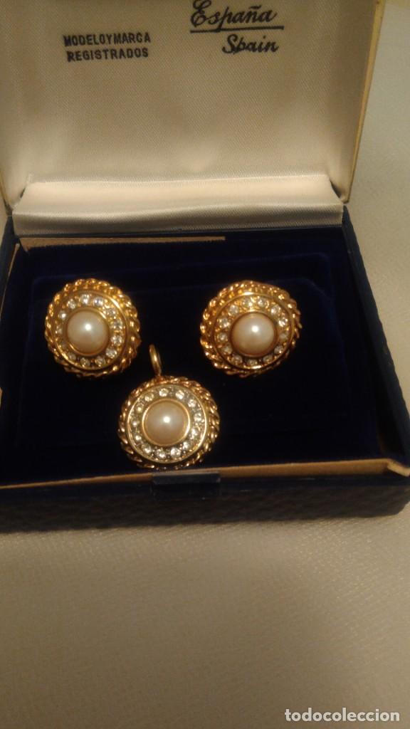 Joyeria: ADEREZO DE PENDIENTES Y COLGANTE DORADO Y PERLA - Foto 2