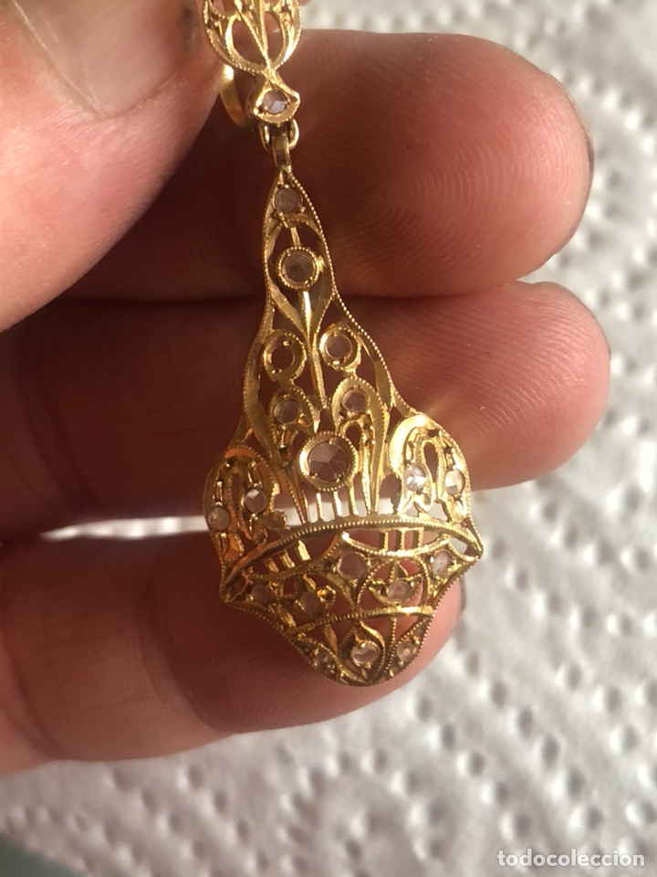 Joyeria: Preciosos pendientes oro de 18 klts y diamantes talla antigua - Foto 4 - 211658519