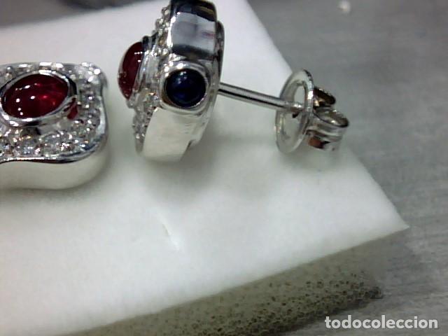 Joyeria: pendientes oro blanco 18 kts con rubis y diamantes - Foto 6