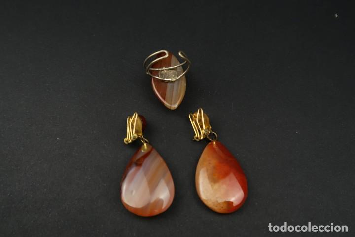 Joyeria: Antiguo Conjunto Anillo y Pendientes de Agata - Foto 5