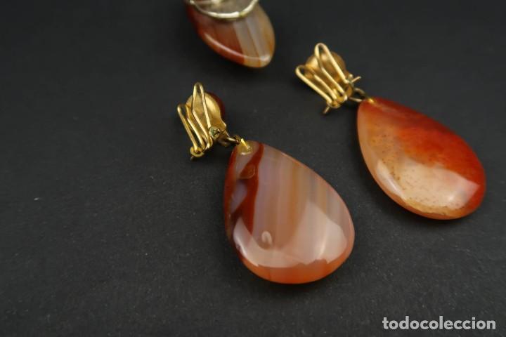 Joyeria: Antiguo Conjunto Anillo y Pendientes de Agata - Foto 7