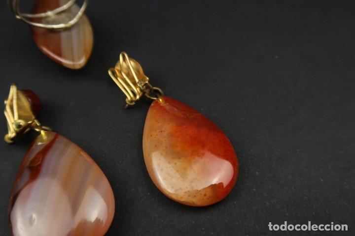 Joyeria: Antiguo Conjunto Anillo y Pendientes de Agata - Foto 8