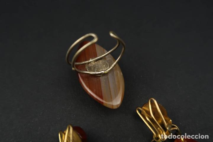 Joyeria: Antiguo Conjunto Anillo y Pendientes de Agata - Foto 9