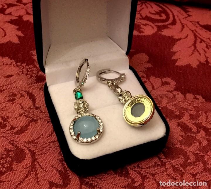 Joyeria: PENDIENTES LARGOS CHAPADOS ORO BLANCO OPALITAS Y CUARZOS. - Foto 4