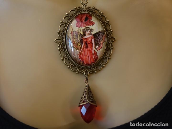Joyeria: COLLAR CON GRAN C&Uacute;PULA DE CRISTAL CON NINFA DEL BOSQUE EN ROJO - Foto 2