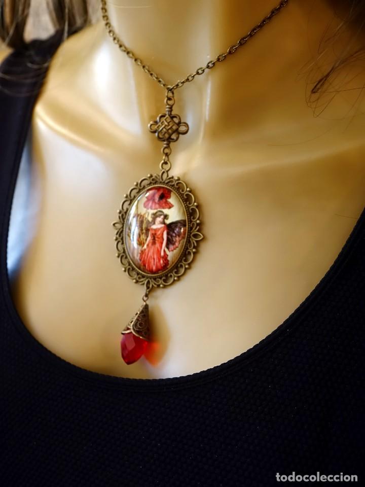 Joyeria: COLLAR CON GRAN C&Uacute;PULA DE CRISTAL CON NINFA DEL BOSQUE EN ROJO - Foto 3