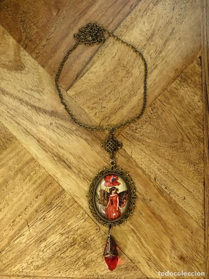 Joyeria: COLLAR CON GRAN C&Uacute;PULA DE CRISTAL CON NINFA DEL BOSQUE EN ROJO - Foto 7