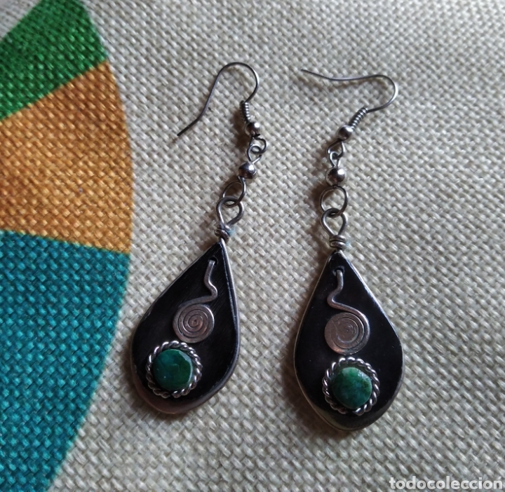 Joalharia: Nuevos Pendientes madera turquesa artesanales 18 x 30 mm