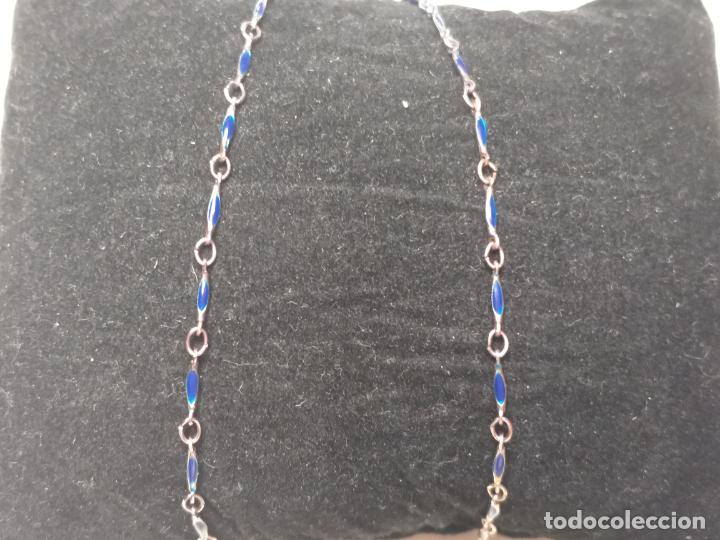 Joyeria: CADENA. PLATEADA Y AZUL. 40 CM DE LARGO - Foto 2
