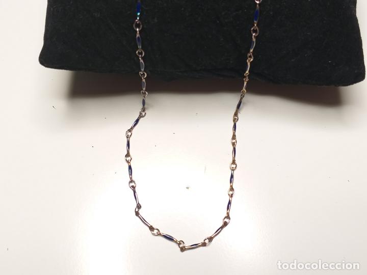 Joyeria: CADENA. PLATEADA Y AZUL. 40 CM DE LARGO - Foto 3