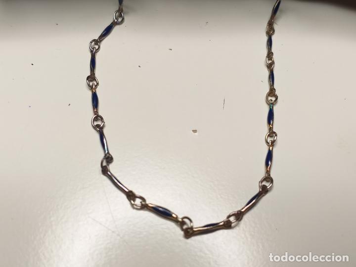 Joyeria: CADENA. PLATEADA Y AZUL. 40 CM DE LARGO - Foto 5