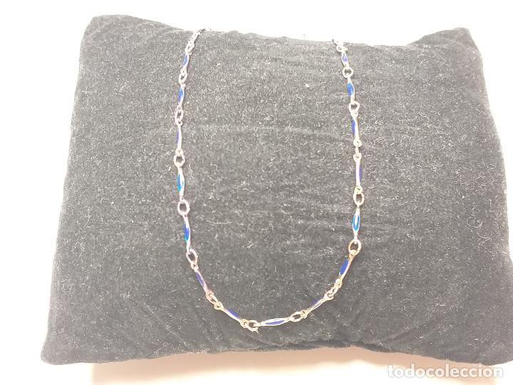 Joyeria: CADENA. PLATEADA Y AZUL. 40 CM DE LARGO - Foto 6