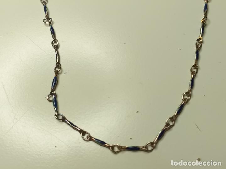 Joyeria: CADENA. PLATEADA Y AZUL. 40 CM DE LARGO - Foto 8