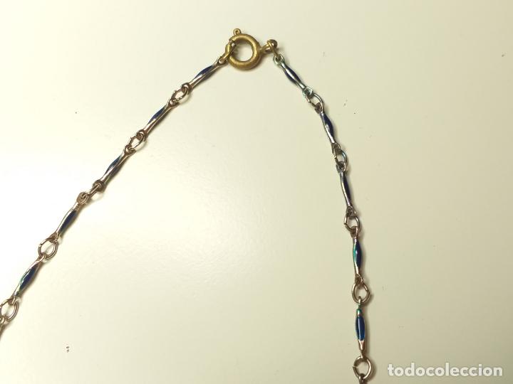 Joyeria: CADENA. PLATEADA Y AZUL. 40 CM DE LARGO - Foto 9