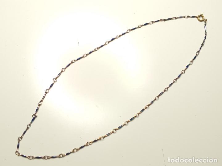 Joyeria: CADENA. PLATEADA Y AZUL. 40 CM DE LARGO - Foto 1