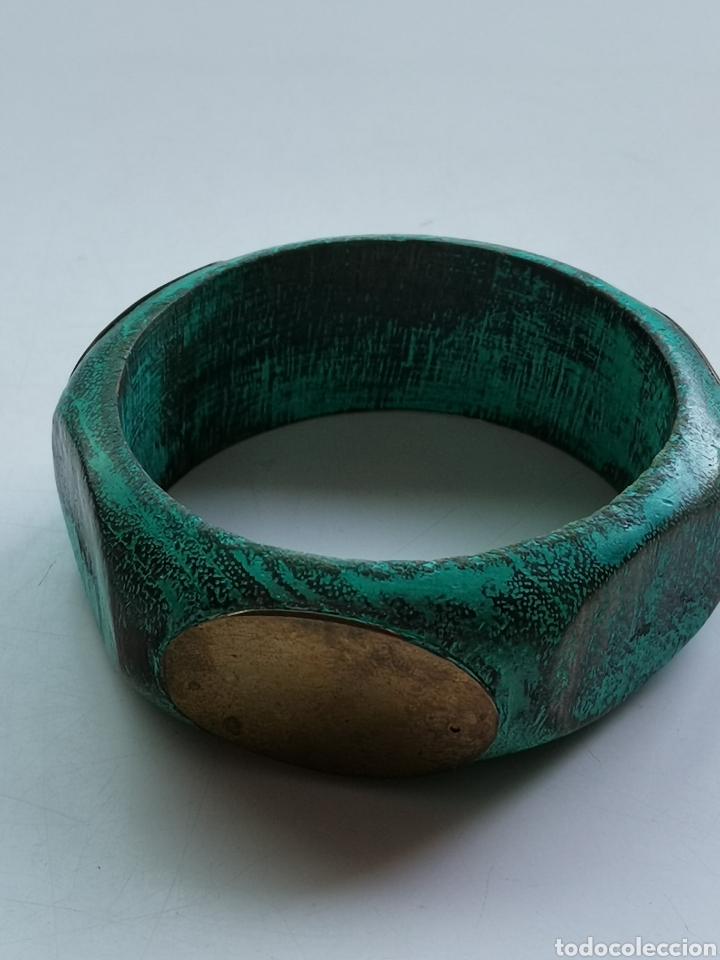 Joyeria: Pulsera brazalete de madera azul verde turquesa. De Mango - Foto 4
