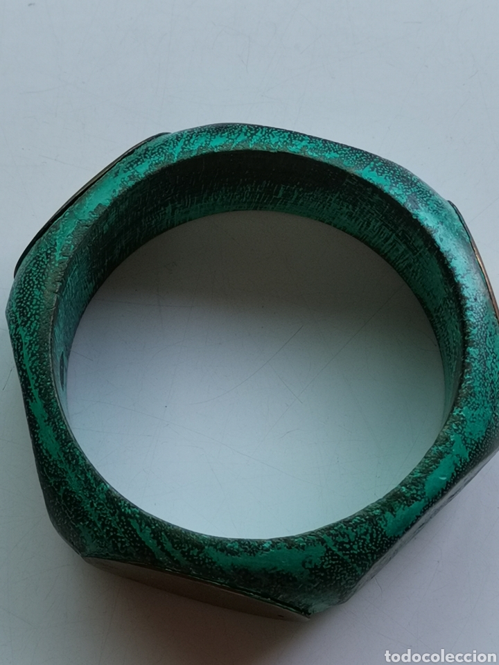 Joyeria: Pulsera brazalete de madera azul verde turquesa. De Mango - Foto 6