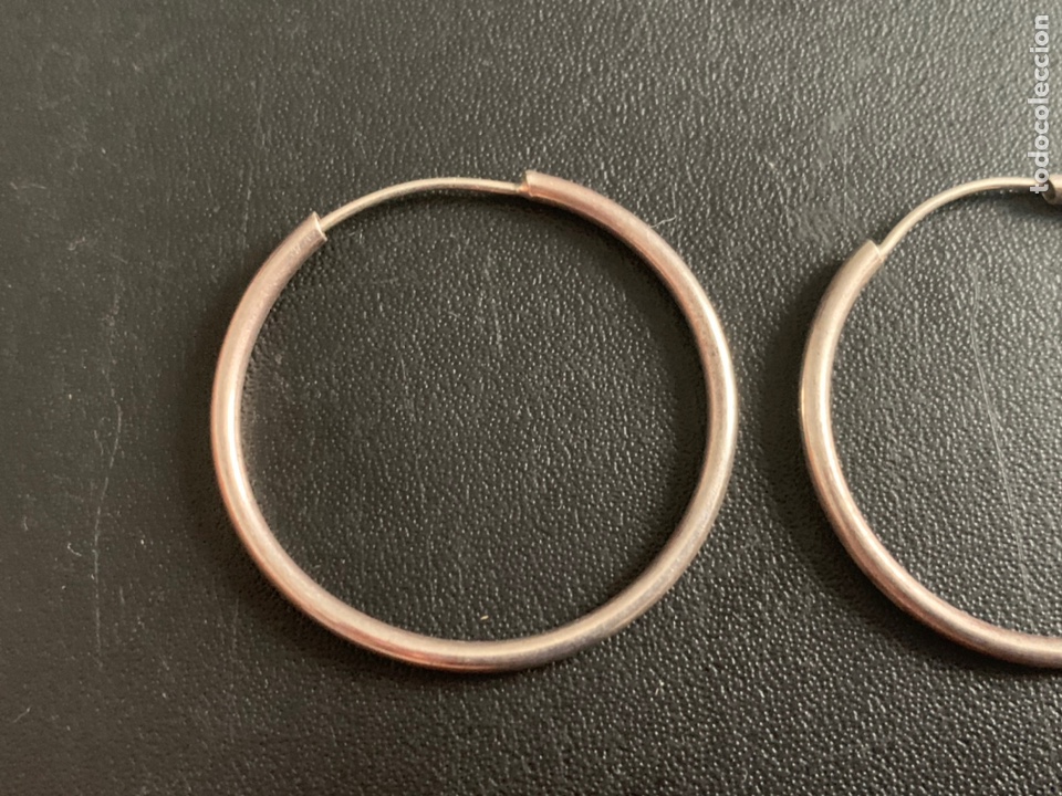 Joyeria: Pareja de pendientes de plata de Ley, en forma de aros - Foto 3