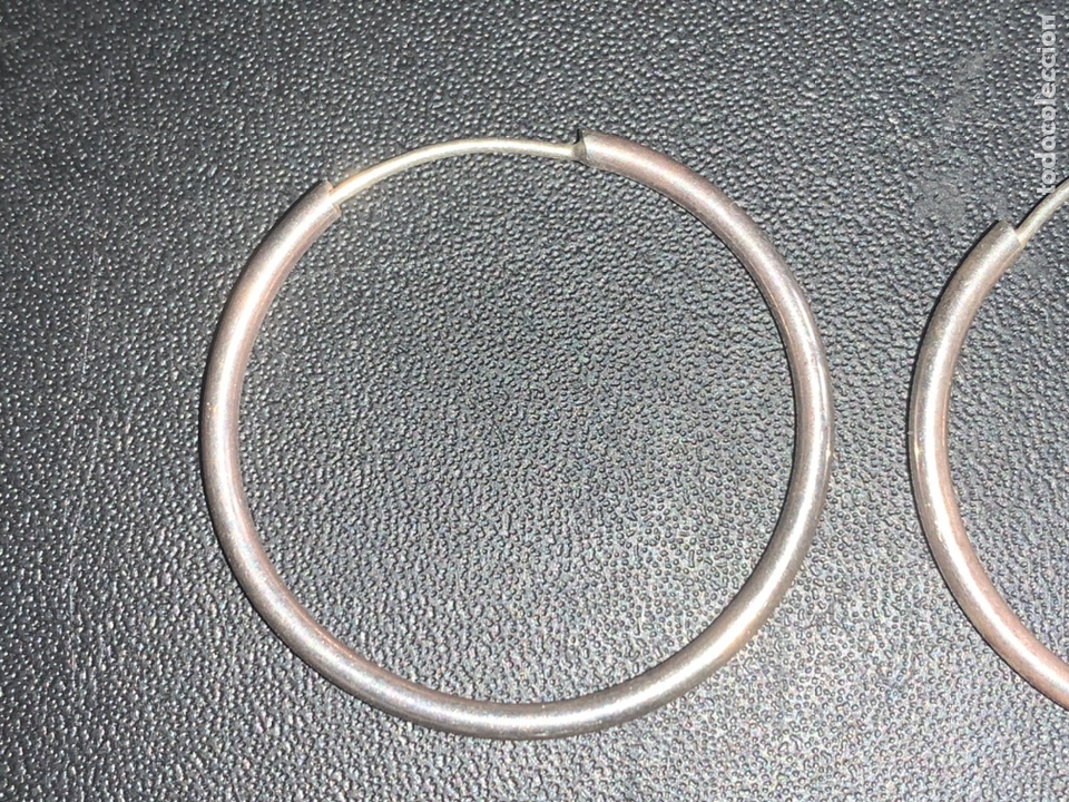 Joyeria: Pareja de pendientes de plata de Ley, en forma de aros - Foto 5