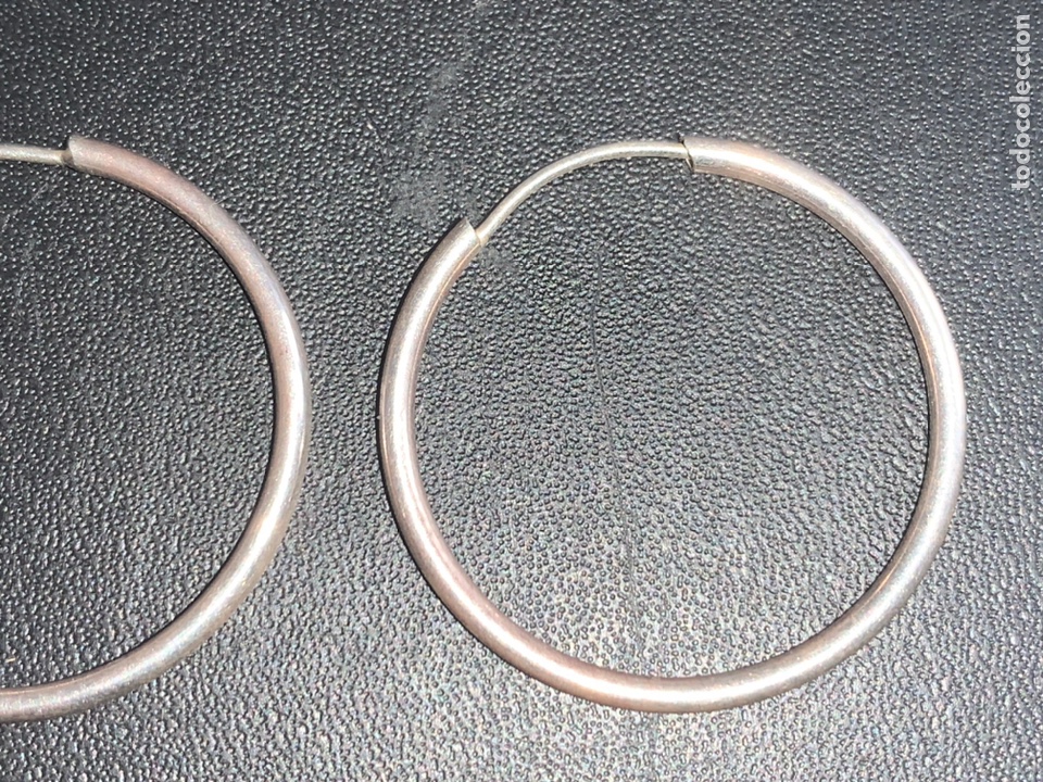 Joyeria: Pareja de pendientes de plata de Ley, en forma de aros - Foto 6