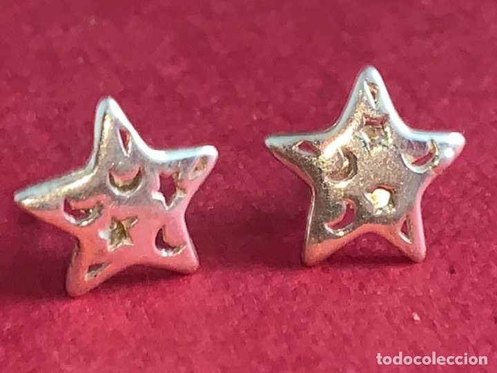 Jewelry: Bonita pareja de pendientes de plata, en forma de estrella