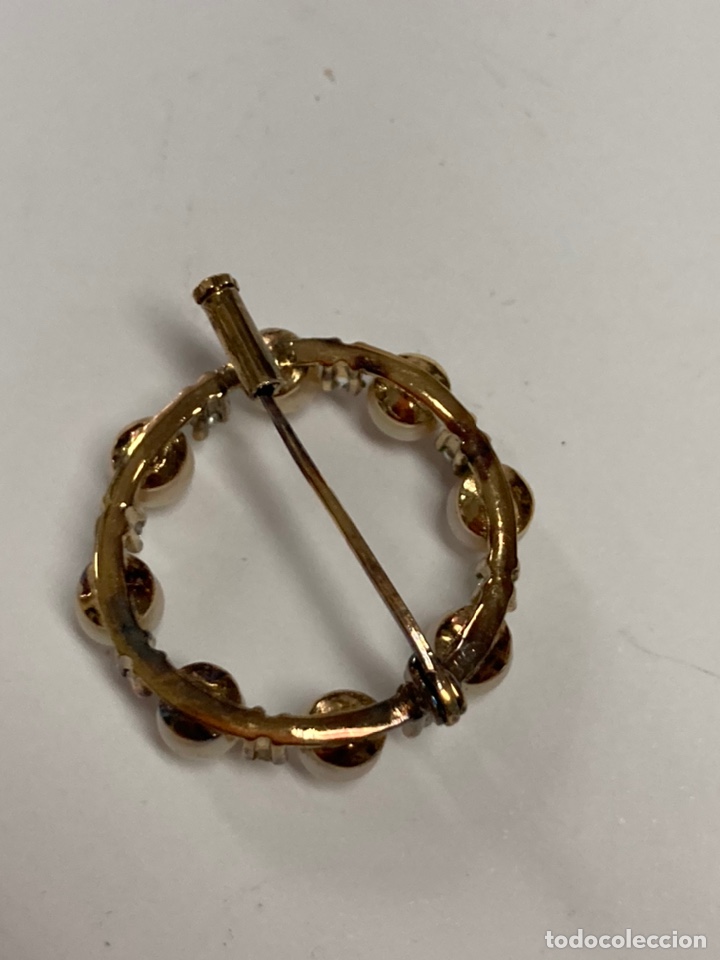 Joyeria: Broche de plata chapado en oro con perlas y circ&oacute;nitas /B152 - Foto 4