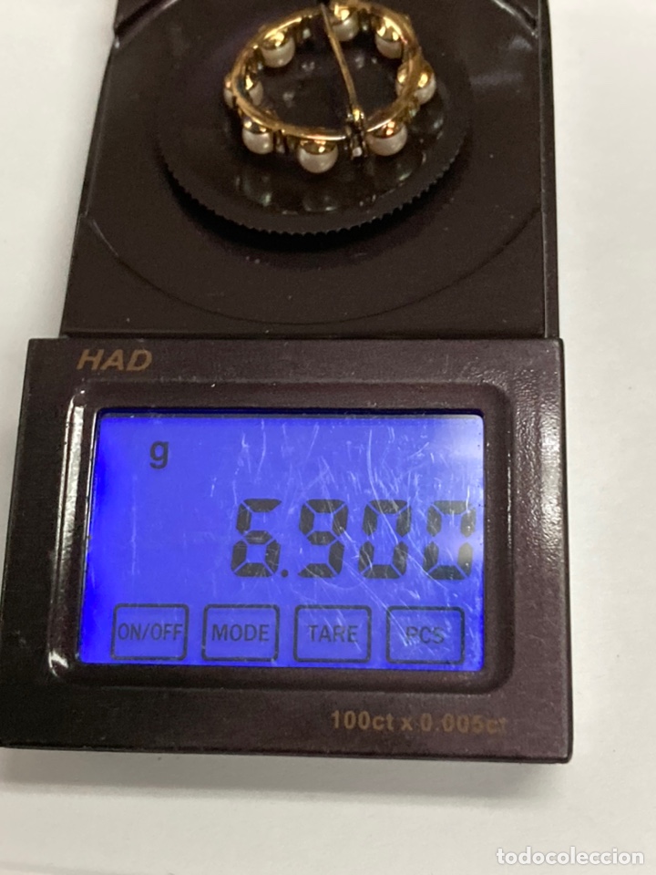 Joyeria: Broche de plata chapado en oro con perlas y circ&oacute;nitas /B152 - Foto 5