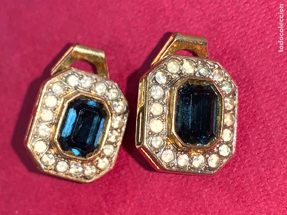 Joyeria: Pareja de pendientes chapados en oro de gran calidad y pedrer&iacute;a