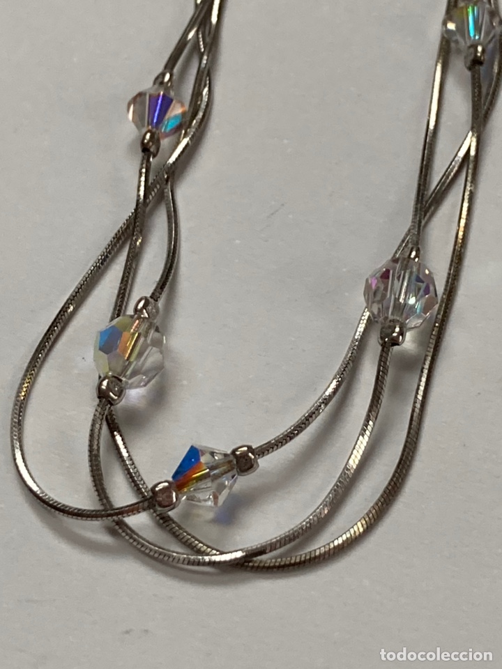 Joyeria: Pulsera de plata rodiada triple cadena con cristal - Foto 3